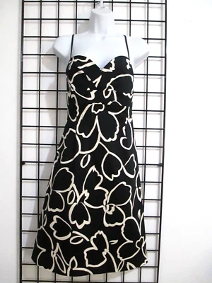 VESTIDO VAINA HELEN WANG NEW YORK 🌸 TALLA 6== ESTAMPADO FLORAL BLANCO Y NEGRO Foto 1 de 4