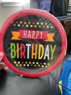 Creative Converting Polka Dot Birthday Paper Dinner Plates 8ct. New!!!! - Image 1 of 2