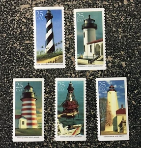 1990USA #2470-2474 25c Lighthouse - Set of 5 Singles Mint NH - Picture 1 of 1