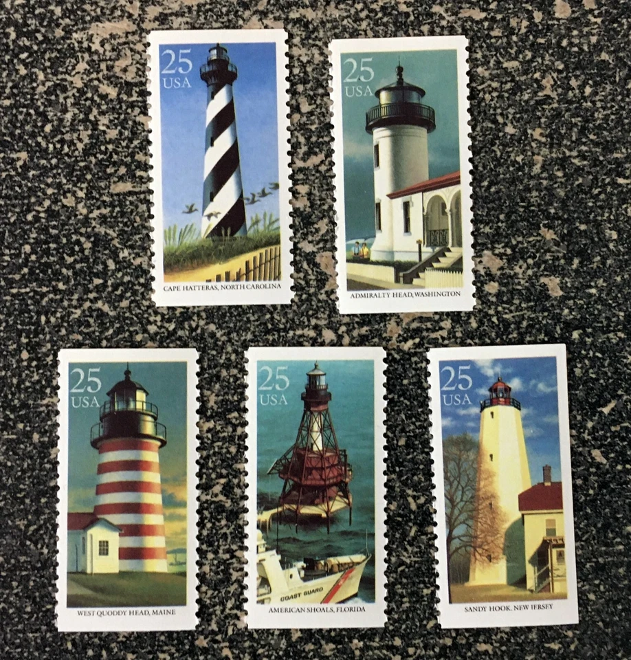 1990USA #2470-2474 25c Lighthouse - Set of 5 Singles  Mint NH - Image 1 of 1