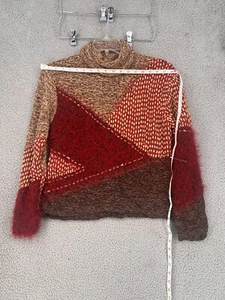 Sigrid Olsen Damen Rollkragen Struktur Pullover rot/braun geometrische Formen Gr. M - Bild 1 von 12