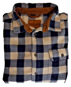 Venado Men's Long Sleeve Flannel/Fleece Shirt Blue and Tan Plaid Size L - Picture 1 of 4