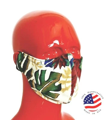 Hawaiian Print Fabric Face Mask Tropical Monstera  - Image 1 of 4