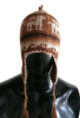 Chullo unissex tecido de lã feito à mão alpaca andina artesanato peruano - Imagem 1 de 4