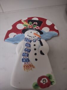 New ListingVintage Mary Engelbreit Spoon Rest Snowman 2003 Matte Finish Colorway Christmas