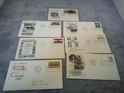 Lot of 6 envelopes w/ stamps 65 Churchill, 68 CHerokee,1971,76,80 Others - Image 1 of 4