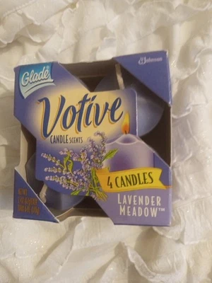 Vintage Old Stock Glade Candle Scents Lavender Meadow Votive Candles 4 Candles - Image 1 of 4