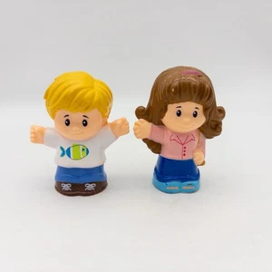 Fisher Price Little People Girl Long Brown Hair Purse Mom + Boy Son 2015 Figure - Picture 1 of 8