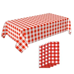 Pack of 4 Picnic Table Cloth Red and White Checkered 4.5 x 9 ft - Picture 1 of 5