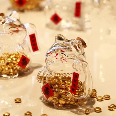 Salvadanaio In Vetro Trasparente, Scultura Da Collezione Per Ufficio, - Immagine 1 di 4