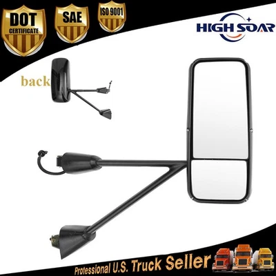 Door Mirror Power Heated Black w/Arm RH For Kenworth T660 T600 T370 T270 T800 Foto 1 de 4