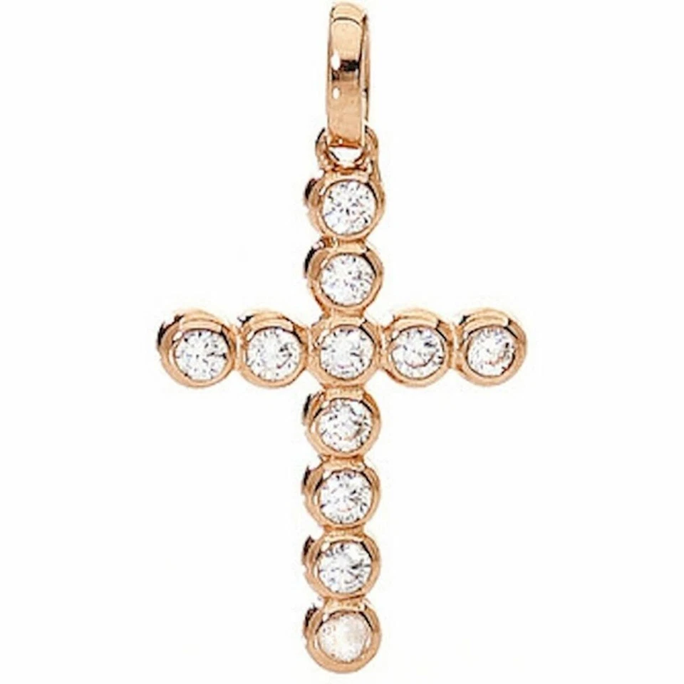 Collana Donna Amen CROCE PICCOLA ARGENTO IP ORO ROSA E ZIRCONI - Immagine 1 di 1