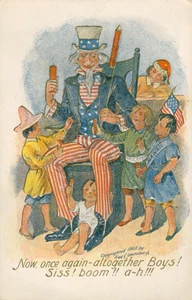 Lounsbury 4th Of July Postcard~~Antique~Uncle Sam~Territories~Children~c1907 - Picture 1 of 2