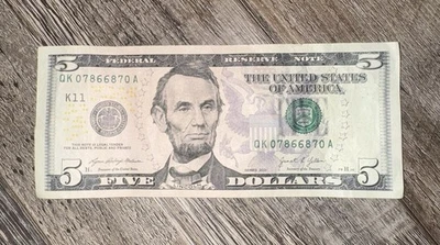 Five Dollar $5 Radar 07866870 Fancy Serial Number - Image 1 of 2