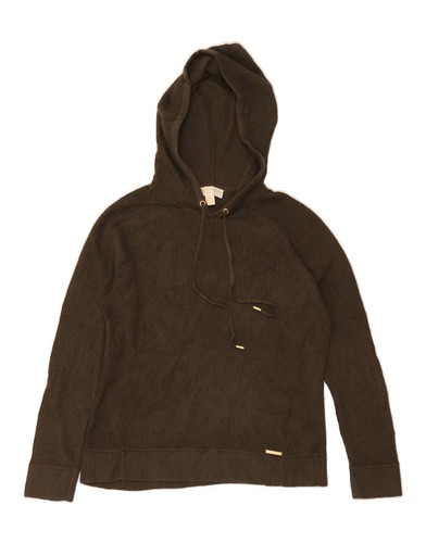 MICHAEL KORS maglione donna con cappuccio UK 14 cotone verde medio AN05