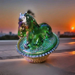 5 Zoll bedecktes Pony auf geripptem Sockel jägergrün Karneval Westmoreland Form von Mosser - Bild 1 von 17