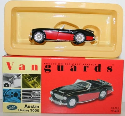 VANGUARDS 1/43 VA05102 AUSTIN HEALEY 3000 BLACK & RED - Image 1 of 2