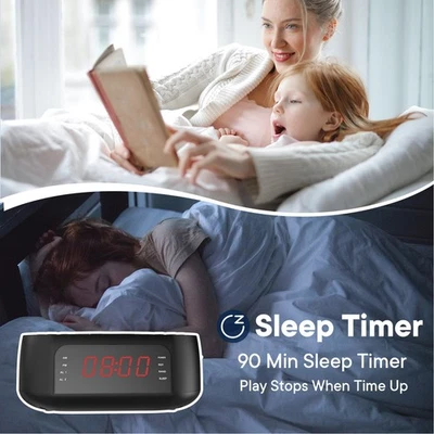 CD Player Alarm Clock USB Charging Dimmable Display Desktop Radio CD - Image 1 of 4