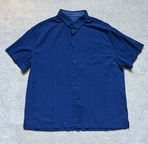 Nat Nast Shirt XL Blue Silk Blend Short Sleeve Preppy Luxury Original Bowling - Picture 1 of 9