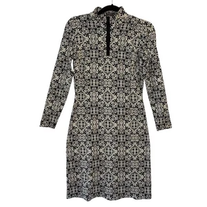 Vestido midi manga larga J. McLaughlin pequeño cuarto cremallera cuello falso tela Catalina - Imagen 1 de 8