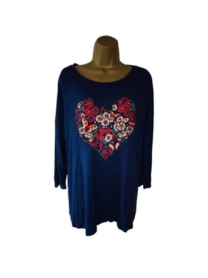 TU XXXL / 18 UK Womens Navy Blue Heart Sweater - Image 1 of 4