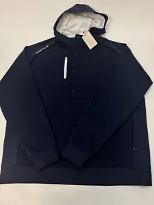 NWT Peter Millar Weld Half Snap Zip Hoodie Pullover Mens Medium NAVY Blue $245 - Picture 1 of 12