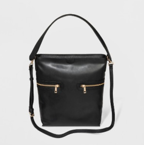 Women's Zipper Hobo Handbag - A New Day - Black - S/P18