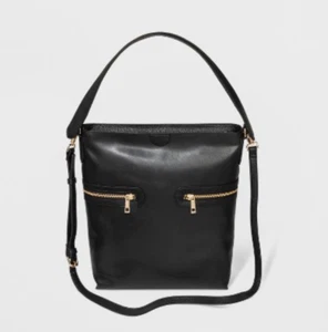 Women's Zipper Hobo Handbag - A New Day - Black - S/P18 - Picture 1 of 3