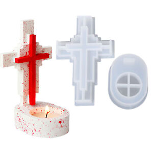 New Listing3D Cross Candle Holder Mold Decoration Casting Molds Diy Craft Base Resin Mould