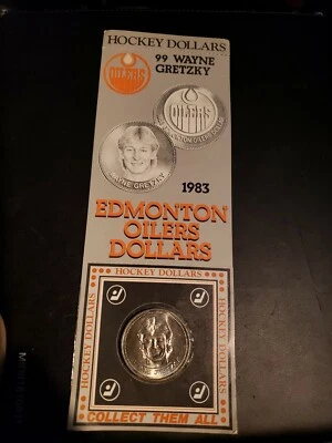 Moneda de dólares de hockey Wayne Gretzky Edmonton Oilers 1983 rara NHL Foto 1 de 4