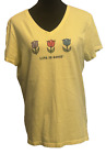 Life Is Good Womens Short Sleeve Crusher Lite T Shirt Size Large Yellow Flower