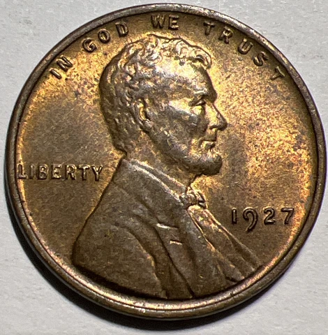 Choice AU 1927 Lincoln Wheat Cent Philadelphia Mint US 1c Almost Uncirculated H2 Cover