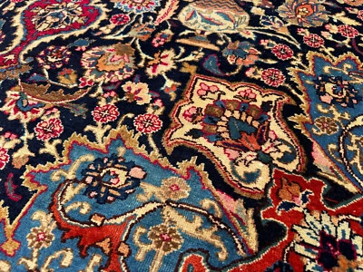 8x11 BLUE VINTAGE RUG ANTIQUE HANDKNOTTED traditional handmade oriental 8x10 ft - Image 1 of 4