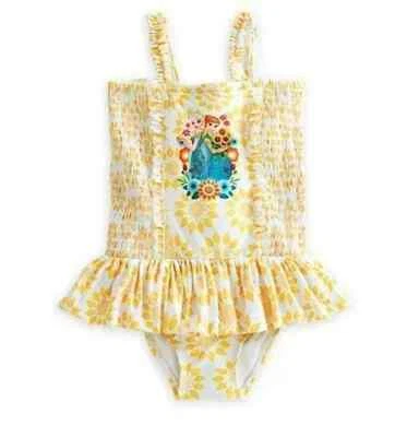 Disney Store Frozen Elsa y Anna Traje de Baño Amarillo Niñas 5/6 7/8 Nuevo con Etiquetas Foto 1 de 4
