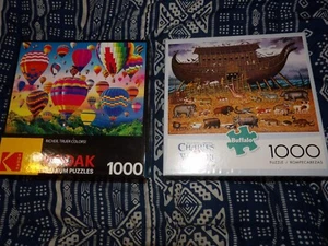Lot Of 2 1000 Pc Jigsaw Puzzles Hot Air Balloons/Noah And Friends - Picture 1 of 7