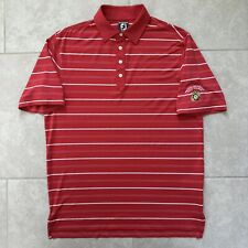 FootJoy Polo Shirt Medal Of Honor Golf Mens L Athletic Fit Orange White Stripes