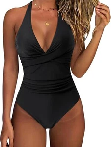 SUUKSESS Women Sexy Tummy Control One Piece Swimsuits Halter Push Up Bathing Sui - Picture 1 of 37