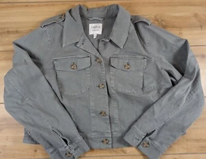 Torrid Jacket Women's Size 3 Moss Green Cropped Army Style Button Front - Picture 1 of 14