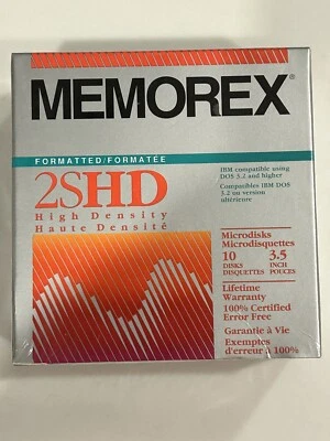 Memorex 2SHD отформатированные микродиски гибкие диски 10Pk 3,5» диск новый из старых запасов - Изображение 1 из 4