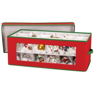 Holiday Ornament Storage Chest For 36-Piece - Storage Chest, Red and Green - Picture 1 of 8