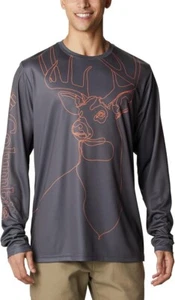 Columbia Para Hombre PHG Terminal Shot Running Line Manga Larga Pequeño Gris UPF 50 - Imagen 1 de 5