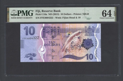 Fiji 10 Dollars ND(2013) P116a Uncirculated Grade 64 Cover