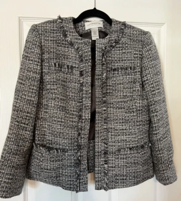 Chaqueta de Traje Liz Claiborne Negra/Gris Frente Abierto Blazer Chaqueta Forrada Talla 6 Foto 1 de 4