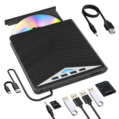 Externes DVD Laufwerk USB 3.0 & Type-C Tragbar CD DVD +/-RW Brenner Laptop PC - Bild 1 von 4