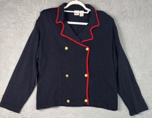 Vintage 80s Liz & Co Tour of Duty SZ L Santana Knit Cardigan Nautical Preppy - Picture 1 of 8