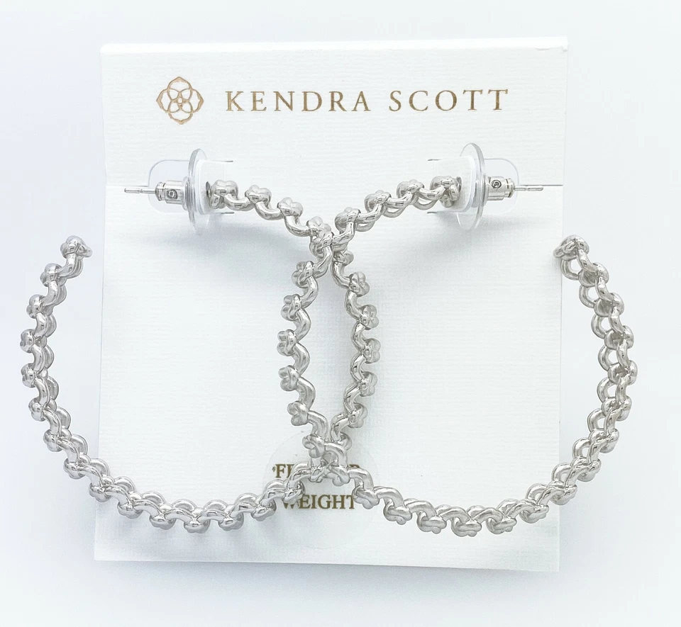 New KENDRA SCOTT Women Celebrity's Style Rhodium Gold Fallyn Hoop Earrings - Image 1 of 1
