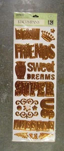 K&Company Urban Rhapsody Copper Foil Embossed Stickers Friends Owl Crown 18 NEW - Picture 1 of 2