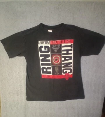 Винтажная футболка Chicago Bulls 1991 кольцо чемпионов мира Thang Touch of Gold XL - Изображение 1 из 3