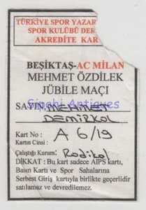 Boleto de partido de fútbol Besiktas - AC Milan 04/08/2001 - Imagen 1 de 2