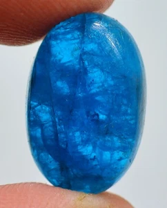 14 Ct 5X12X19 mm Natural Translucent Neon Apatite Oval Cabochon Gemstone HN-109 - Picture 1 of 1